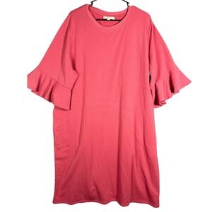 Woman Within Pink Ruffle Sleeve Pocket Dress Plus Size 18 20 Coverup Casual